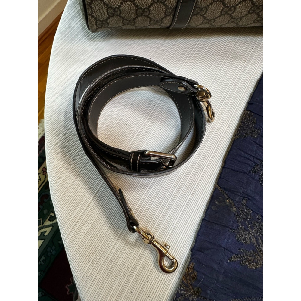 Gucci Brown Coated Canvas & Patent Leather Medium Boston Bag w/ Shoulder Strap - Picture 8 of 16